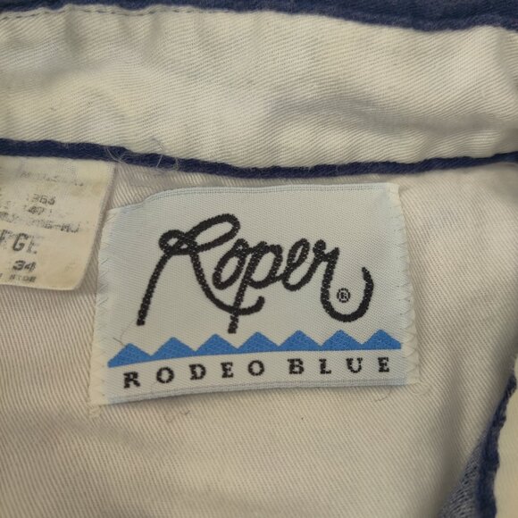 Roper Rodeo Blue Shirt Mens Large Red White Blue Western Button Long Sleeve VTG - Picture 5 of 10